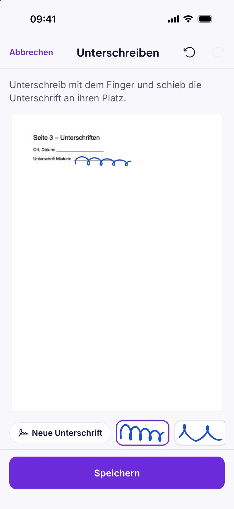 A signature placed on a rental agreement